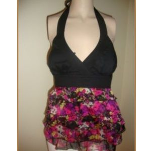 New Bebe petit fleur multi floral halter top